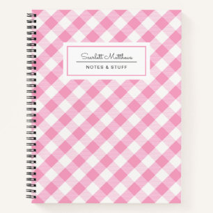 Plaid Gingham Pink Pattern Name Notebook