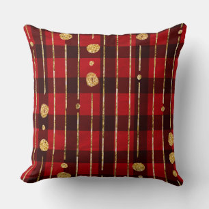 Plaid & Gold Holiday Spark Cushion