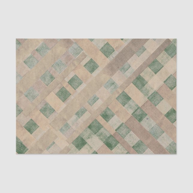 Plaid Gone Bad Grunge Green Gold Tissue Paper (Front)