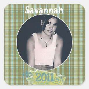 Plaid Graduation or Sweet Sixteen Photo Stickers
