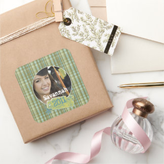 Plaid Graduation or Sweet Sixteen Photo Stickers