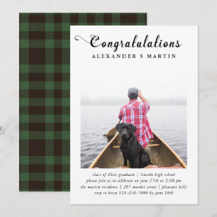 Plaid Graduation Party Photo Announcement