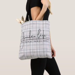 Plaid Grandma Life Tote Bag