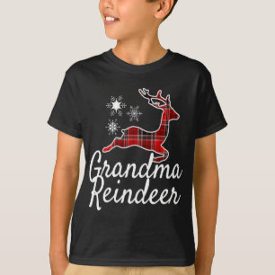 Plaid Grandma Reindeer Christmas Red Black Pyjamas T-Shirt