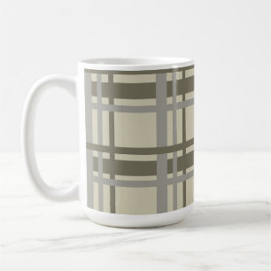 Plaid gray and cream coffee mug