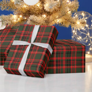 Plaid Green and Red Wrapping Paper