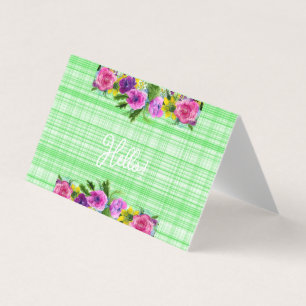 Plaid Green Blank Inside Greeting Card
