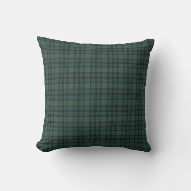 Plaid Green Blue Tartan Traditional Style Cushion (Front)