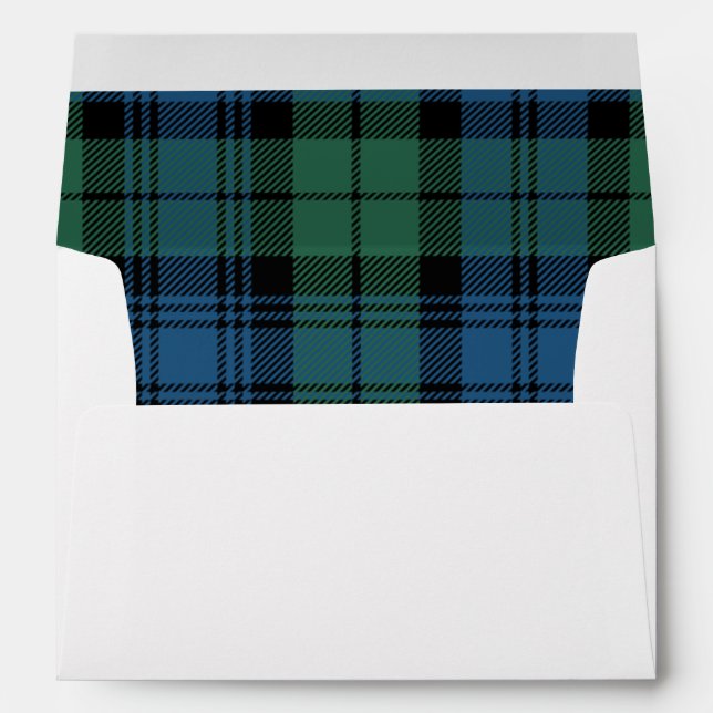Plaid Green Check Christmas Tartan Return Address Envelope (Back (Bottom))