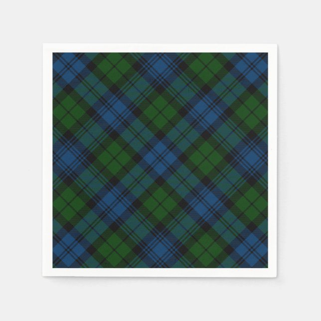 Plaid Green Christmas Holidays Rustic Tartan Paper Napkin (Front)