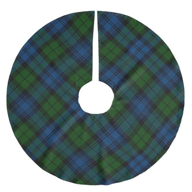 Plaid Green Christmas Rustic Tartan Brushed Polyester Tree Skirt (Front)