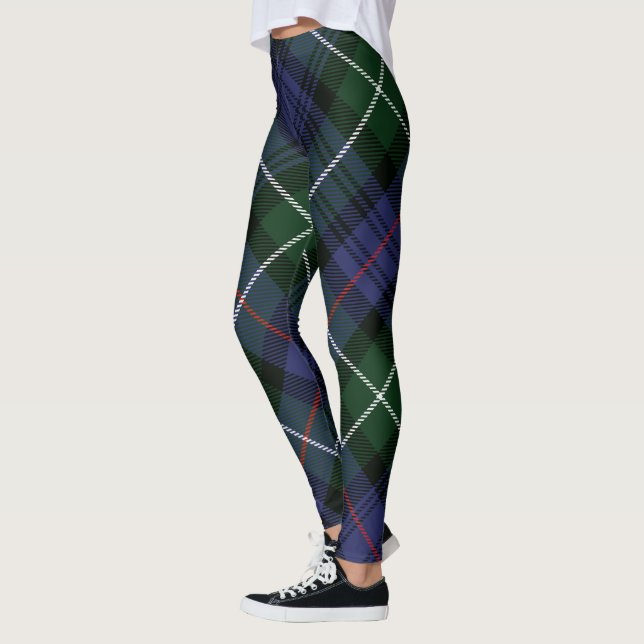 Plaid Green Clan MacKenzie Rustic Tartan Leggings (Left)