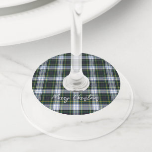 Plaid Green Rustic Clan Gordon Tartan Wine Glass Tag