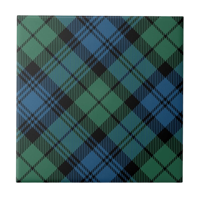 Plaid Green Rustic Farmhouse Campbell Tartan Tile (Front)
