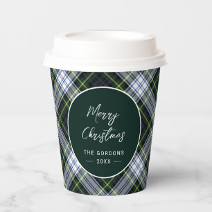 Plaid Green Script Rustic Clan Gordon Tartan Paper Cups