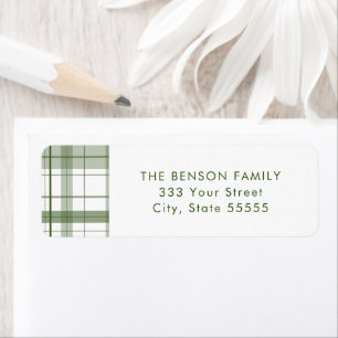 Plaid Green White Return Label