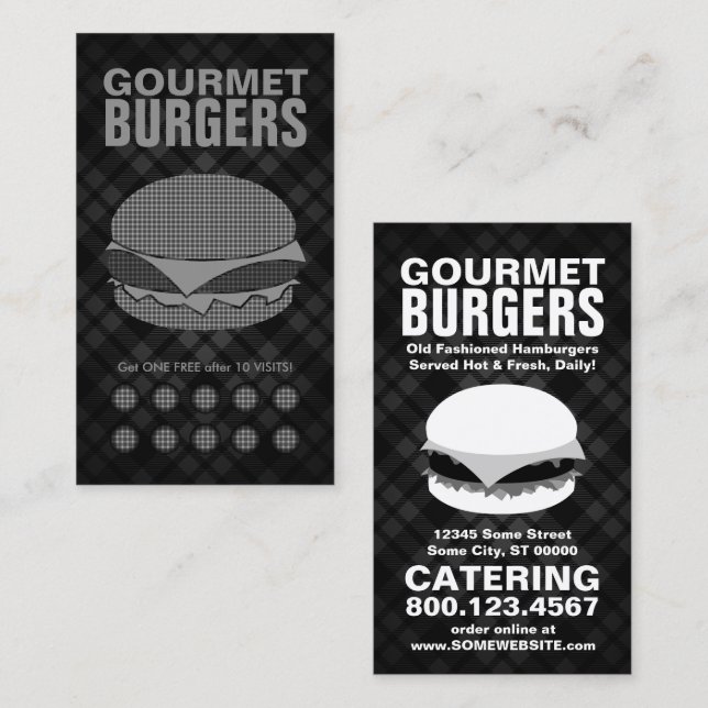 plaid hamburgers punch card (Front/Back)