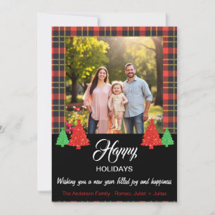 Plaid Happy Holidays Greetings Invitation
