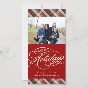 Plaid Happy Holidays Photo Cards