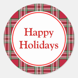 Plaid Happy Holidays Sticker