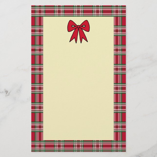 Plaid Holiday Christmas Letter Stationery Paper (Front)