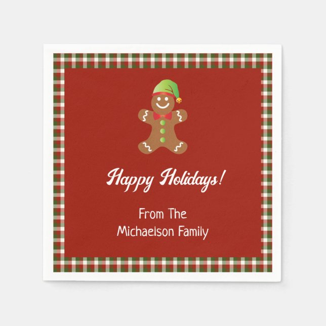 Plaid Holiday Cookie Baking Christmas Napkin (Front)