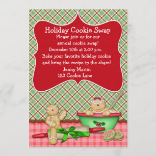 Plaid Holiday Cookie Swap Invitation