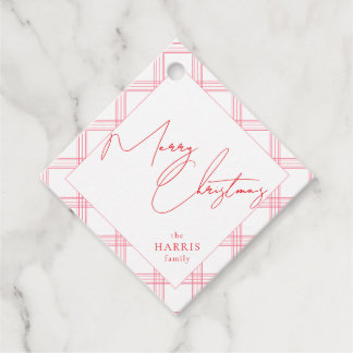 Plaid Holiday Gift Tags - Hot Pink & Red