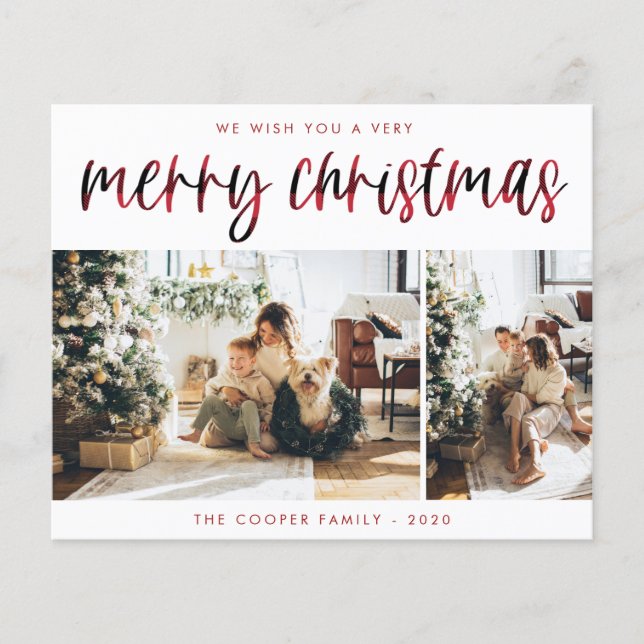 Plaid Holiday Photo Card | Modern Christmas (Front)
