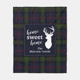 Plaid Holiday Tartan Clan Malcolm Personalised Fleece Blanket