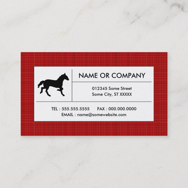 plaid horse business card (Front)