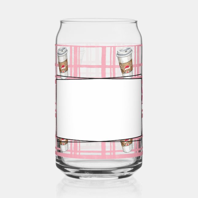 Plaid hot cocoa and peppermint can glass (Left)