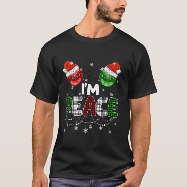Plaid Im Peace Christmas Xmas Santa Couple Mens Wo T-Shirt (Front)