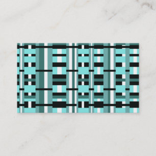 Plaid in Aqua, Teal, Black & White Business Card