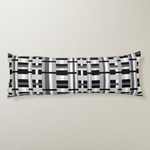 Plaid in Black White & Grey Body Cushion