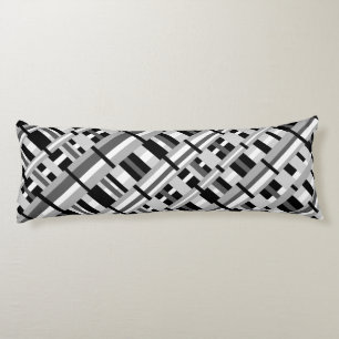 Plaid in Black White & Grey Diagonal Body Cushion