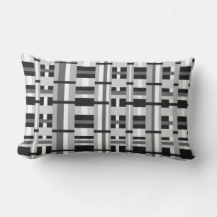Plaid in Black White & Grey Outdoor Cushion