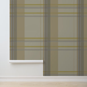 plaid in gold, silver copper, greys & beiges wallpaper