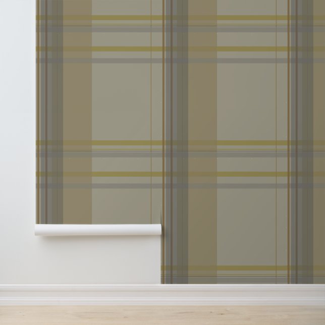 plaid in gold, silver copper, greys & beiges wallpaper (Application)