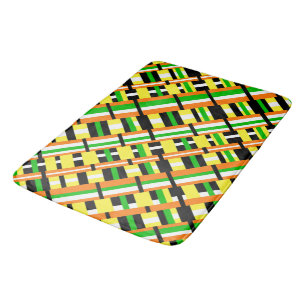 Plaid in Green, Orange & Yellow Modern Diagonal Bath Mat