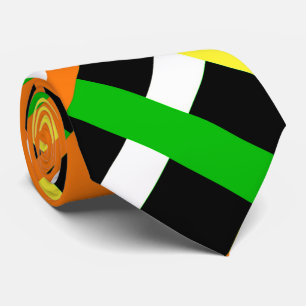 Plaid in Green, Orange & Yellow Modern Pattern Tie
