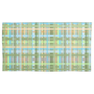 Plaid in Greens, Blues and Earth Tones Pillowcase