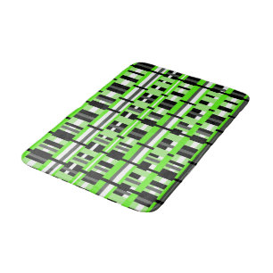 Plaid in Lime Green, Black & Grey Bath Mat
