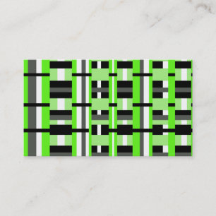 Plaid in Lime Green, Black, White & Grey Business Card