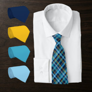 Plaid in Navy, Royal Blue, Sky Blue, Aqua, Teal... Tie