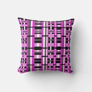 Plaid in Pink, Black & Grey Cushion