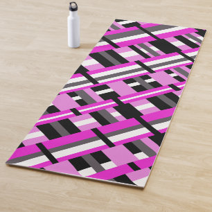 Plaid in Pink, Black & Grey Diagonal  Yoga Mat