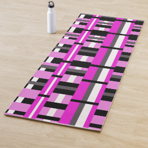 Plaid in Pink, Black & Grey Yoga Mat