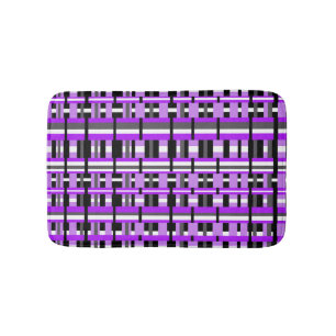 Plaid in Purple, Black & Grey Bold Bath Mat