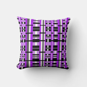 Plaid in Purple, Black & Grey Cushion
